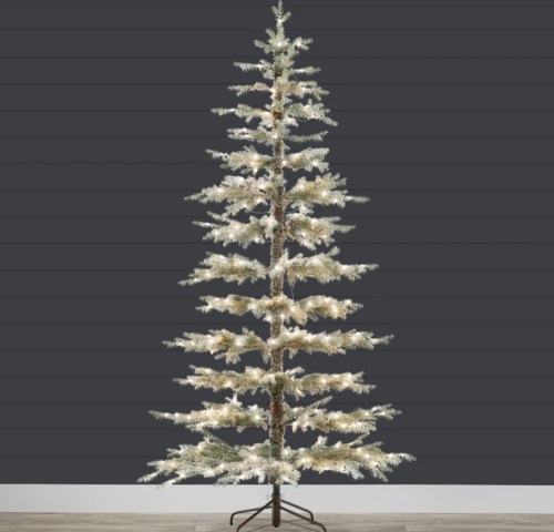 Pre-Lit Sparse Flocked Christmas Tree w/ 2-in-1 LEDs, Cordless Connection 6FT - Lot 185