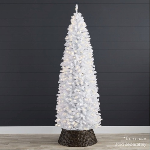 Pre-Lit White Pencil Christmas Tree w/ Metal Base, Incandescent Lights 6ft - Lot 190