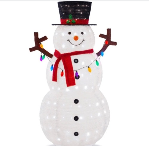 Lighted Pop-Up Snowman Outdoor Christmas Decoration w/ 200 LED Lights - 5ft - Lot 191