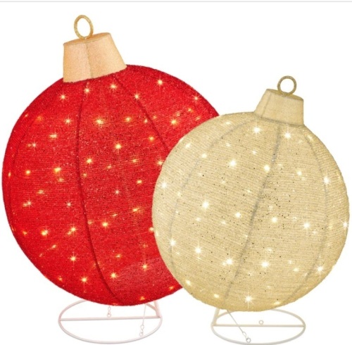 2pc Lighted Pop-Up Christmas Ornaments Decoration w/ 180 LED Lights, Stand - Lot 192