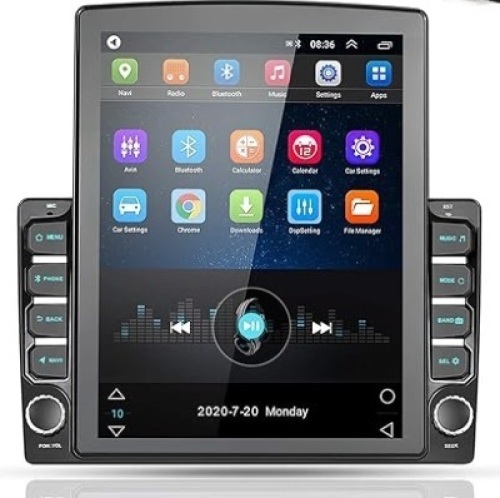 Android Double Din  Car Stereo, 9.7'' Vertical Touch Screen 2.5D Tempered Glass Mirror Bluetooth Car Radio - Lot 205