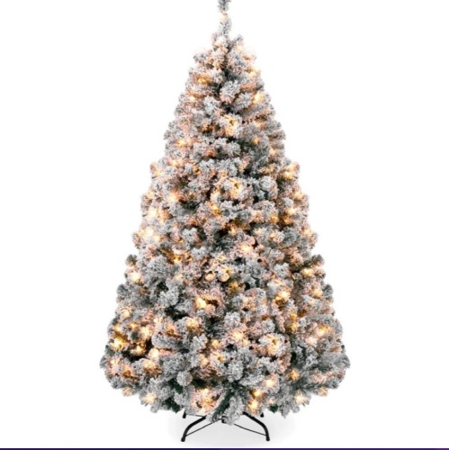 Pre-Lit Snow Flocked Artificial Pine Christmas Tree w/ Warm White Lights 6ft - Lot 214