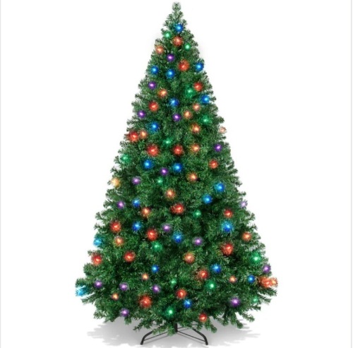 Premium Artificial Pre-Lit Pine Christmas Tree w/ 1,000 Tips, 250 LED Lights 6ft - Lot 217