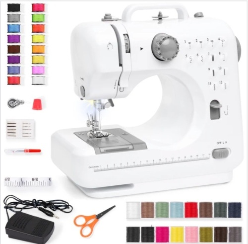 6V Portable Foot Pedal Sewing Machine w/ 12 Stitch Patterns - Lot 222