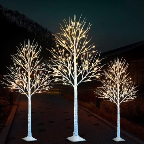 BEST CHRISTMAS CHOICES Lighted Birch Tree, 4/6/8 FT Set of 3 Decoration LED Lighted Trees  - Lot 229