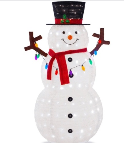 Lighted Pop-Up Snowman Outdoor Christmas Decoration w/ 200 LED Lights - 5ft - Lot 234