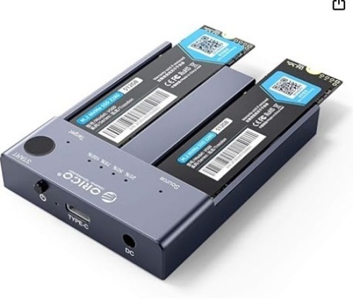 ORICO M.2 NVMe Cloner Dual-Bay NVMe Docking Station USB C to NVMe SSD Enclosure Aluminum M.2 Duplicator Offline Clone for PCIe M-Key SSDs max to 8TB Tool Free-M2P2 - Lot 241