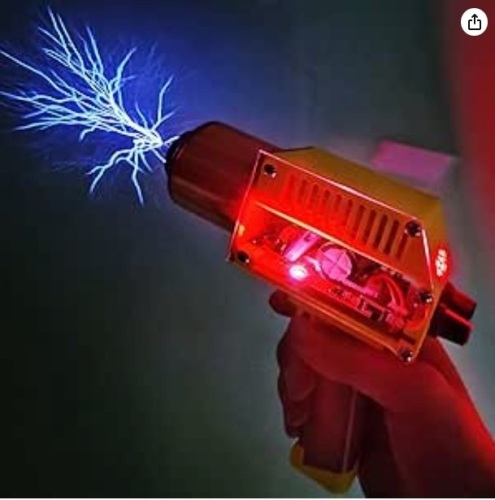 WOWNOVA Solid State Tesla Coil Gun Handheld Artificial Lightning Toy, Wireless & Rechargeable Arc Plasma Experiment Science Toy Model - Lot 244