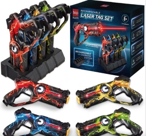Set of 4 Rechargeable Laser Tag Blasters w/ Docking Station, No Vests Needed - Lot 155a