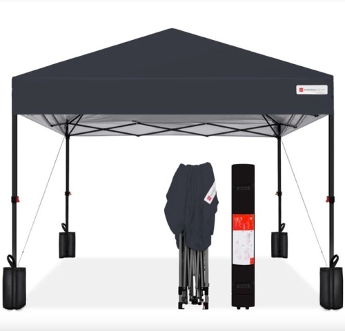 One-Person Setup Instant Pop Up Canopy w/ Case, 4 Weight Bags - 10x10ft missing stakes - Lot 128a