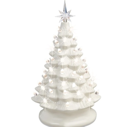Pre-Lit Ceramic Tabletop Christmas Tree with Lights- 15in - Lot 251