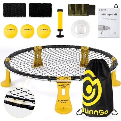 Roundnet Game Set with 3 Balls and Strip Light - Roundnet Game for Outdoor Indoor Lawn Beach Backyard and Park - Lot 12