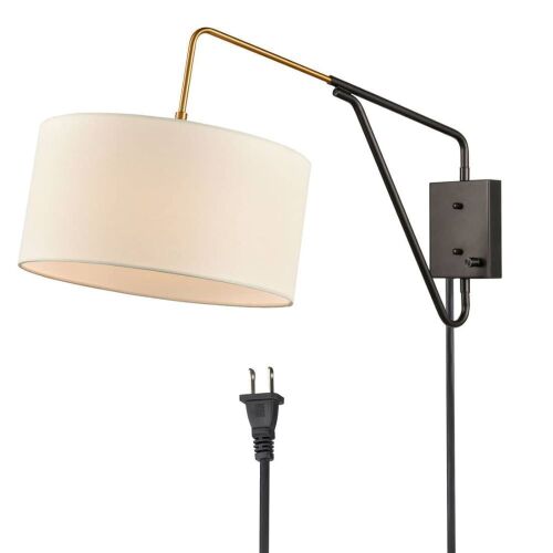 Mid-Century Fabric Plug-in Swing Arm Wall Lamp - Lot 146
