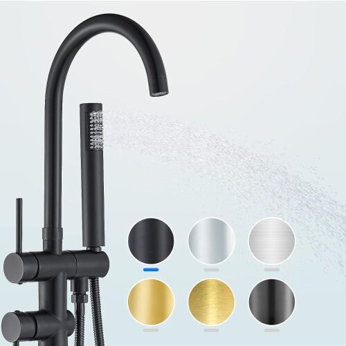 Freestanding Bathtub Faucet Floor Mount Tub Filler Matte Black - Lot 152