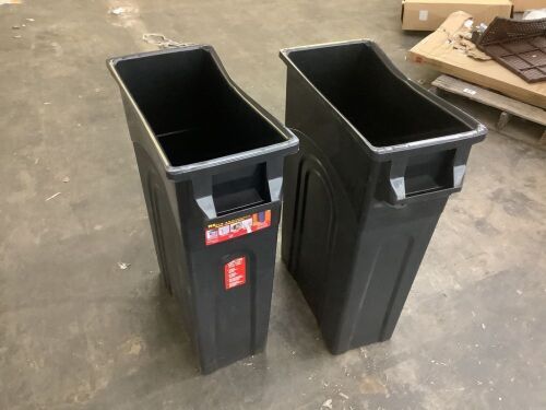 Lot of (2) 23 Gal. Black Highboy Waste Container - Bent  - Lot 160