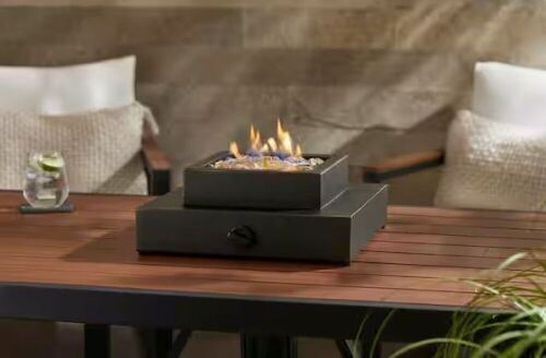 Hampton Bay 14 in. x 5.5 in. 8000 BTU Square Steel Propane Fire Pit in Antique Bronze - Lot 162