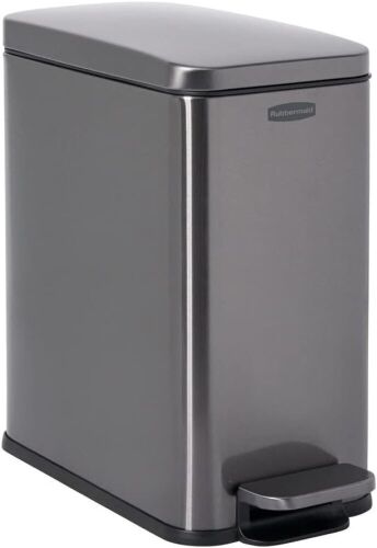 Rubbermaid Stainless Steel Slim Step-On Trash Can, 2.6-Gallon - Lot 233