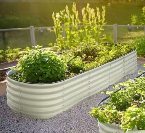 8 ft. x 2 ft. x 1.4 ft. Galvanized Raised Garden Bed, Pearl White  - Lot 240