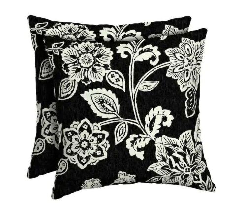 Arden Selections Ashland Black Jacobean Square Outdoor Throw Pillow, 16 x 16, 2 Pack  - Lot 245