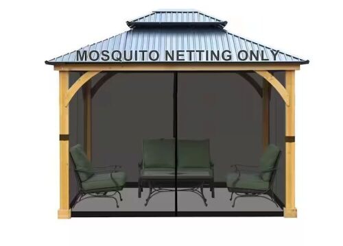 10 ft. x 12 ft. Universal Replacement Mosquito Netting for Patio Gazebos with Zippers   - Lot 330