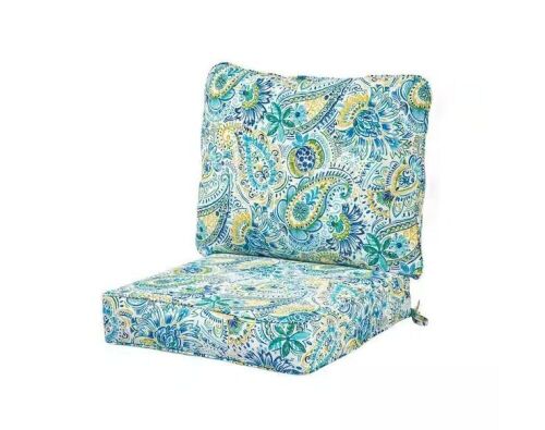 Greendale Home Fashions 24 in. x 24 in. 2-Piece Deep Seating Outdoor Lounge Chair Cushion Set in Baltic - Lot 337
