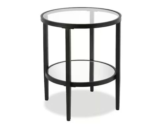Meyer&Cross Hera 20 in. Blackened Bronze Round Glass Top End Table - Lot 338