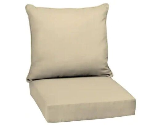 Arden Selections 24 in. x 24 in. 2-Piece Deep Seating Outdoor Lounge Chair Cushion in Tan Leala - Lot 339