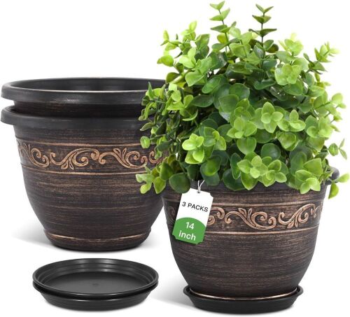 14" Plastic Planter Pot, 3 Pack  - Lot 543