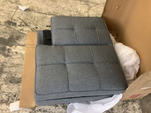 Linen Upholstered Convertible Sofa Bed Futon w/ 2 Cupholders - Missing 11 M6 Washers  - Lot 590