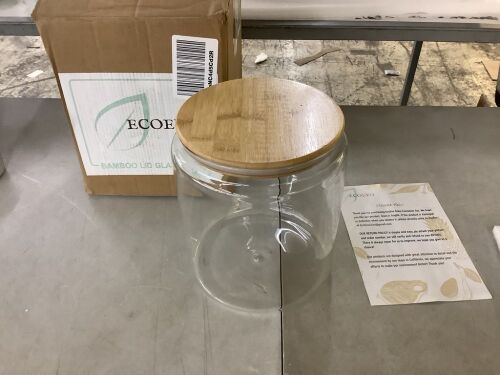 1 Gal Glass Jar with Bamboo Lid  - Lot 646