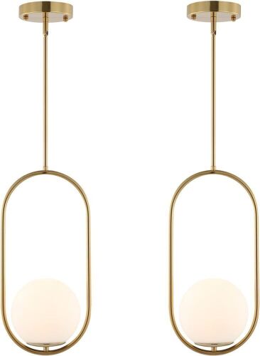 Modern Gold Globe Pendant Light, 2 Pack  - Lot 736