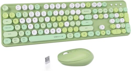 UBOTIE Colorful Computer Wireless Keyboard Mouse Combo - Lot 744