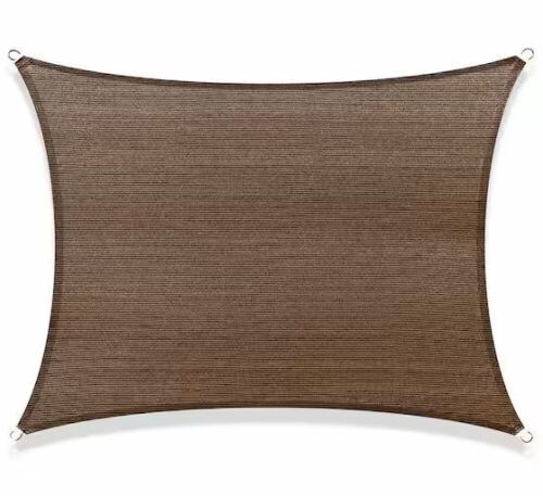 14 ft. x 20 ft. 190 GSM Brown Rectangle Sun Shade Sail Screen Canopy, Outdoor Patio and Pergola Cover  - Lot 220