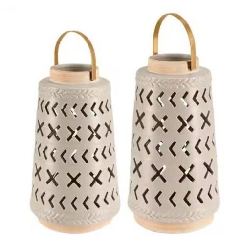 Hampton Bay Modern Ceramic Lantern, Set of 2  - Lot 728