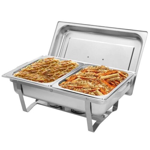 ROVSUN 8 QT Rectangular Chafing Dish Buffet Set with 2 Half Size Food Pans - Lot 513