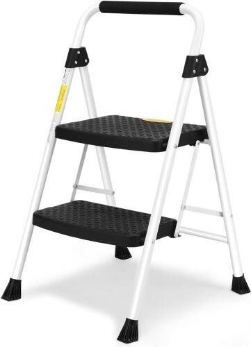 HBTower 2 Step Ladder, Folding Step Stool with Handgrip - Lot 720
