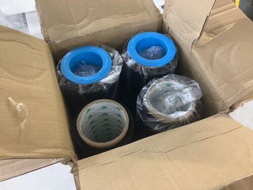Black Stretch Wrap Industrial Strength with Plastic Handle, 18" x 1000' 80 Gauge, 4 Pack - 1 Roll Partially Used - Lot 262