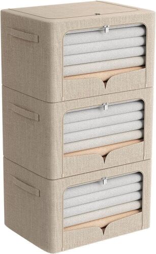 3 Pack Foldable Clothes Storage Bins, 23.6" x 16.5" x 15.7"  - Lot 498