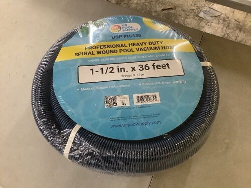  U.S. Pool Supply 1-1/2" x 36 Foot Professional Heavy Duty Spiral Wound Swimming Pool Vacuum Hose with Kink-Free Swivel Cuff - Lot 301