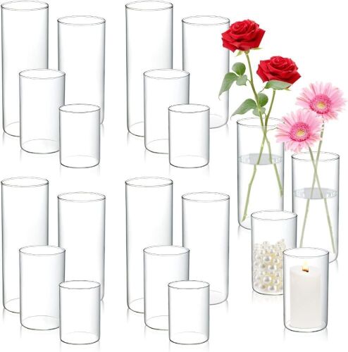 Cylinder Glass Vases, 4, 6, 8, 10 Inches in Height, 20 pc - Lot 306