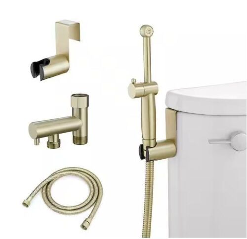 Non-Electric Handheld Brass Bidet Sprayer for Toilet in Brushed Gold  - Lot 357