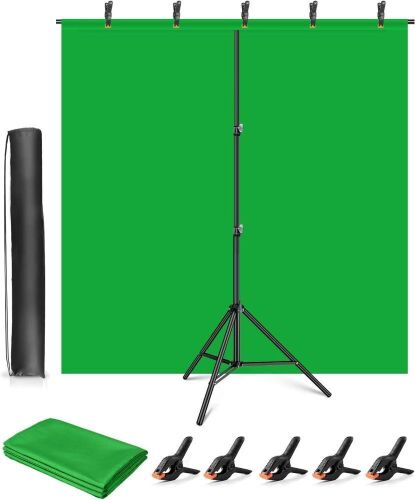 5x6.5ft Green Screen Backdrop with Stand - Lot 684