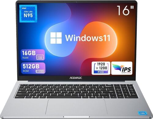  ACEMAGIC Laptop 16 inch FHD Display, 16GB RAM 512GB ROM with Intel 12th Gen Alder Lake N95(4C/4T, Up to 3.4GHz) - Lot 52