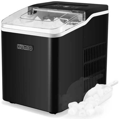  KUMIO Countertop Ice Maker, 26.5 Lbs/24 Hrs, Self-Cleaning, Removable Ice Basket & Scoop - Lot 117
