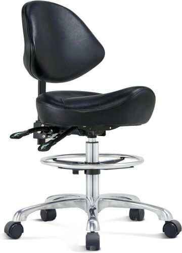 Rolling Saddle Stool with Back Support - Lot 290
