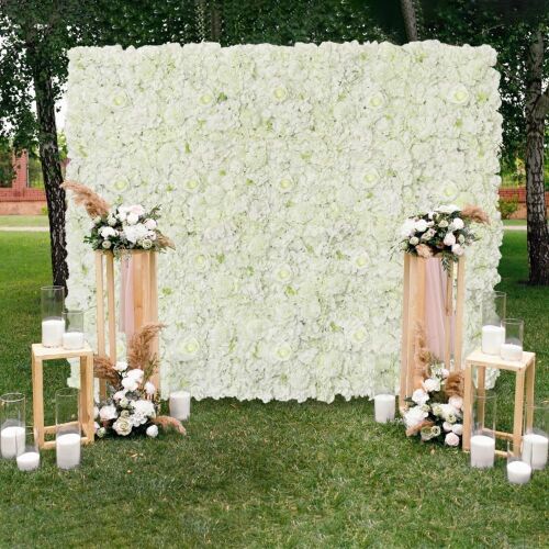 White Artificial Flower Wall Backdrop Panels  - Lot 298