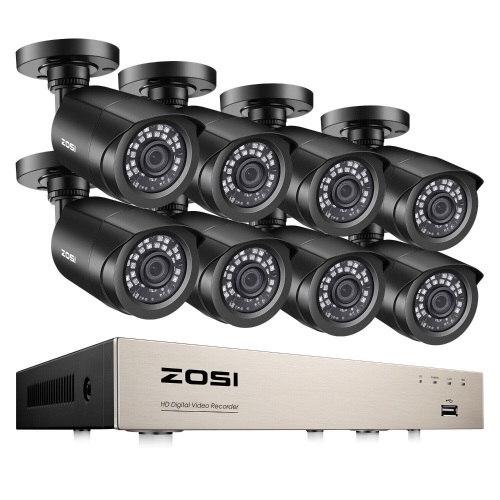 ZOSI 8CH 5MP Lite DVR 1080P Outdoor CCTV Security Camera System Kit Night Vision  - Lot 27