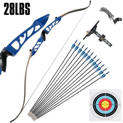 VEVOR Right Hand 28lbs Recurve Bow Set with 12 Arrows - Lot 79