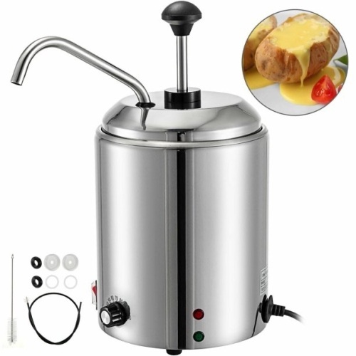 VEVOR 2.6Qt Nacho Cheese, Hot Fudge, Caramel Warmer Dispenser With Pump   - Lot 168