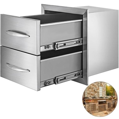 VEVOR Outdoor Kitchen Bbq Island Stainless Steel Double Access Drawer Storage W/handle  - Lot 272
